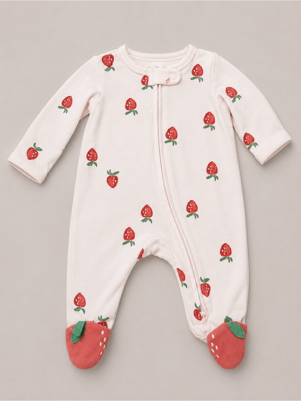 Carter’s - Double Zipper Sleeper - Pink W/ Strawberry Print (Cotton) - NB